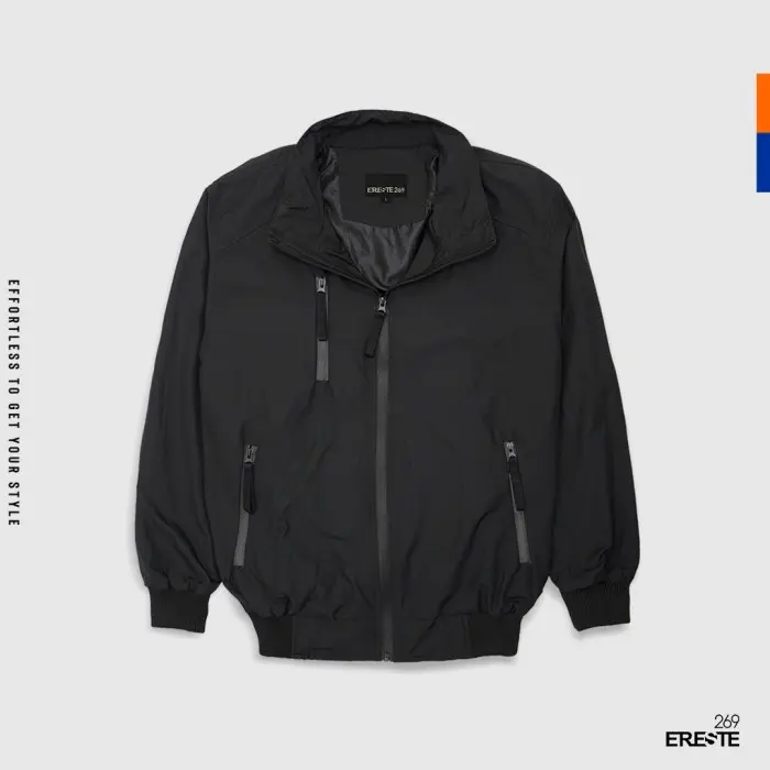 Jaket Pria Parasut Ghost Reborn Bahan Mayer Premium Windproof Hitam