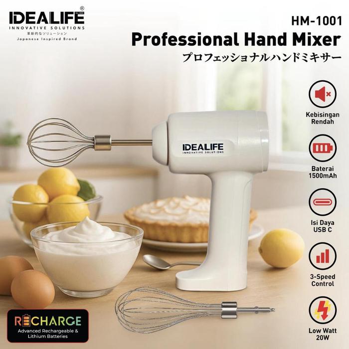 Gambar IDEALIFE - Professional Hand Mixer - Mixer Tangan - Multi Speed (HM-1001) dari IDEALIFE ONLINE STORE Kota Administrasi Jakarta Utara Tokopedia