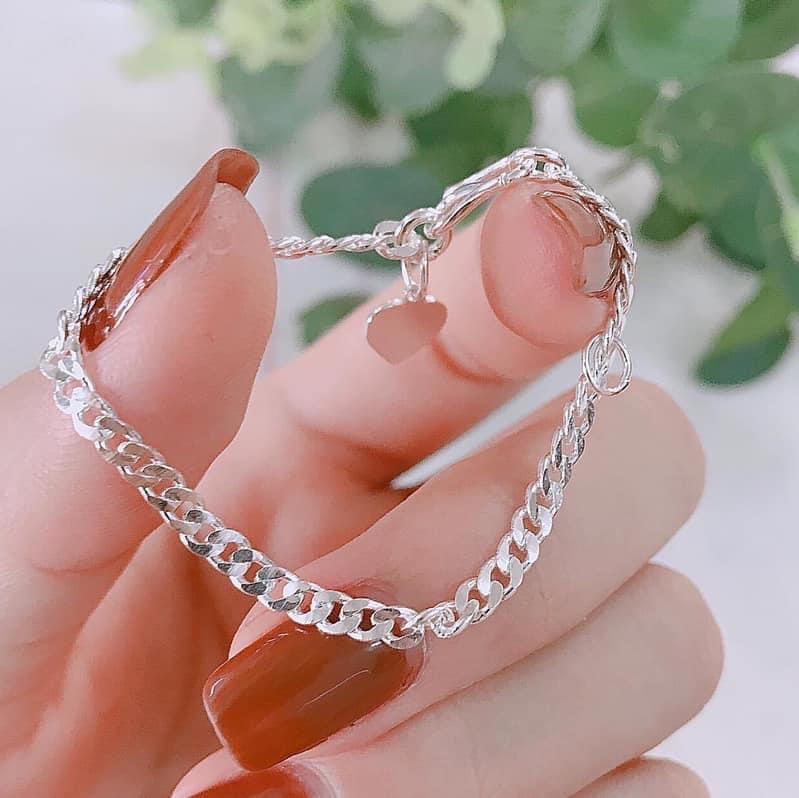  Lắc tay đơn lật trơn bạc ta LoPa cho bé   có cỡ nữ người lớn  
