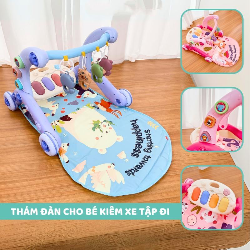 Thảm nhạc cho bé kiêm xe tập đi 6in1, đồ chơi cho trẻ nằm chơi, nghe nhạc đàn piano hình gấu 9BABY