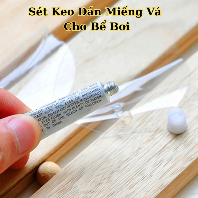 Keo dán miếng vá cho bể bơi, phao bơi, ghế hơi, đệm hơi - 1 tuýp keo và 2 miếng dán