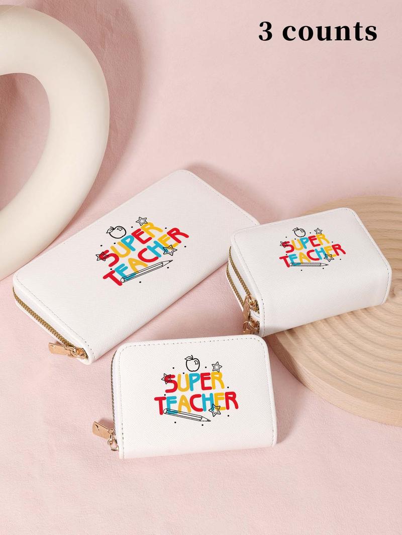 Product Introduction of Teacher's Day Gift, Women's Cute Card Holder, Casual Versatile Zipper Around Coin Purse, Simple Credit Card Holder with Multi Card Slots 0