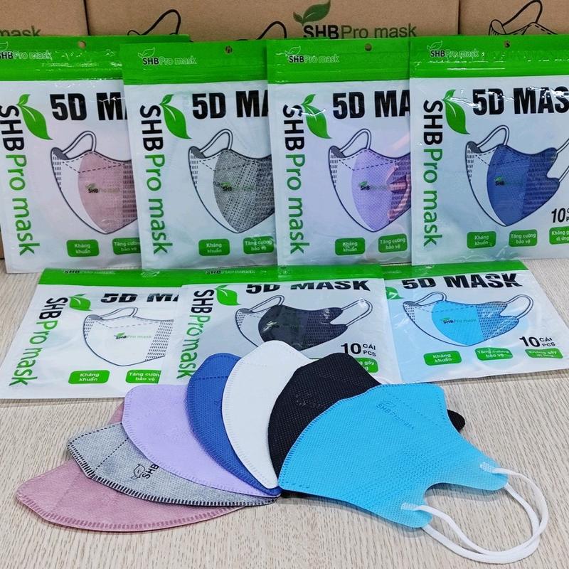 COMBO 520 chiếc (500 chiếc 5D, tăng 20 chiếc 5D cho các Bé) Khẩu trang 5D SHB Pro mask Túi Zip