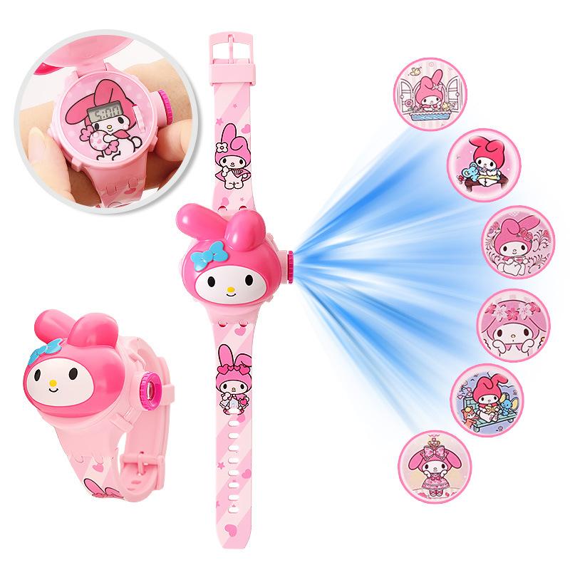 Product Introduction of 3D Pattern Projection Hello Kitty Girls Watches Children New Cartoon Kuromi LED Watch Kids Toys Wristband Clock Gift 14