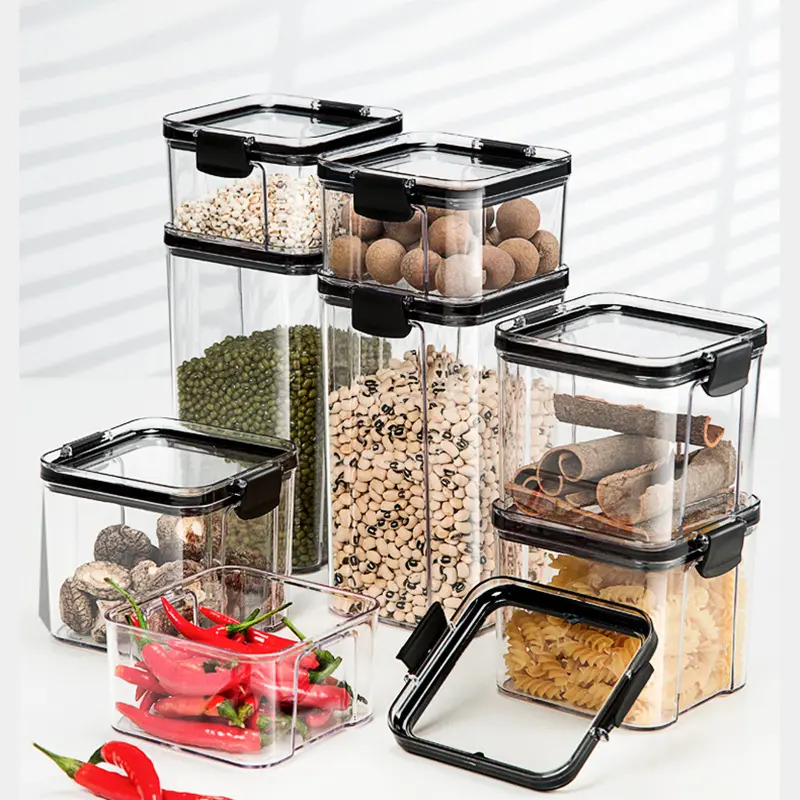 Sealed Jar Cereals Kitchen Storage Food Grade Transparent Plastic Tank Box Snack Dry Goods Tea Storage Jar Containers Utensils Tin Canister Containers Utensils