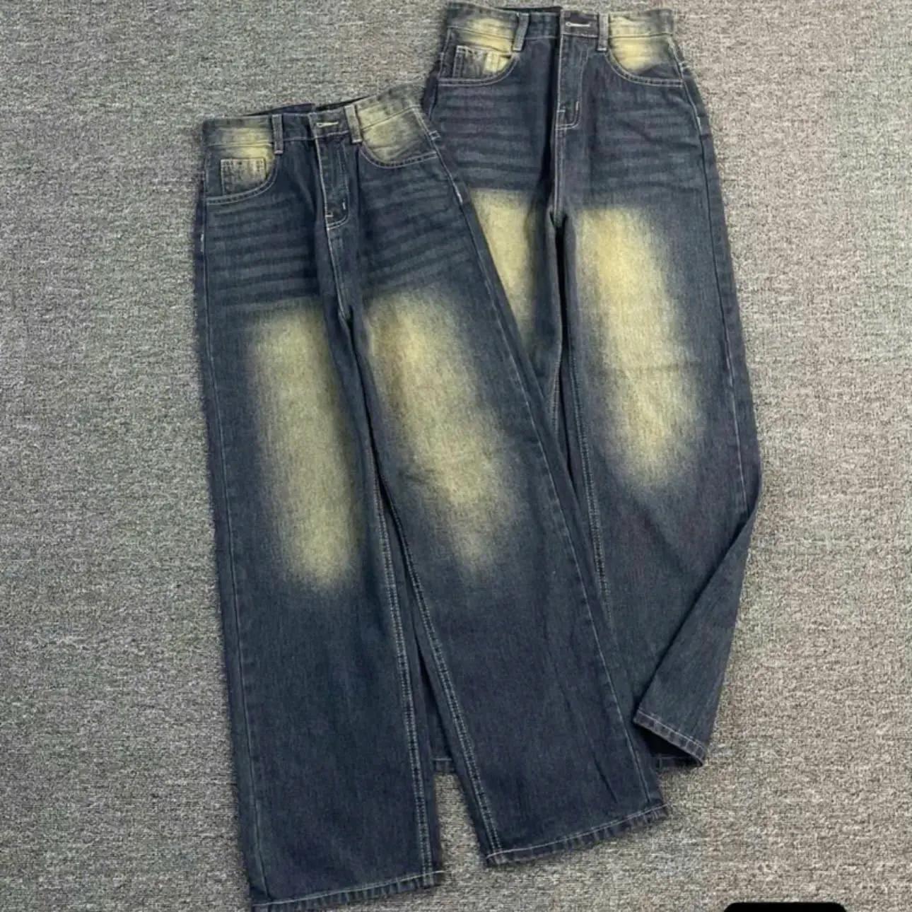 Quần Jean Nữ ống Suông rách túi sau xanh bụi -Quần baggy nữ ống rộng lưng cao màu RETTO mẫu mới NJ003