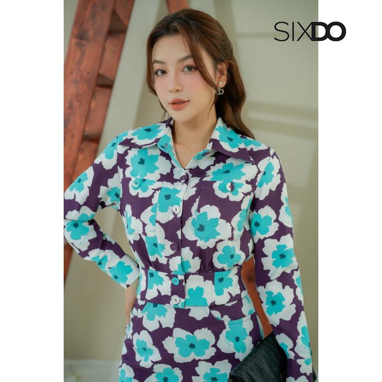 Chân váy thô hoa tím SIXDO (Dark Purple Floral Mini Raw Skirt) 2