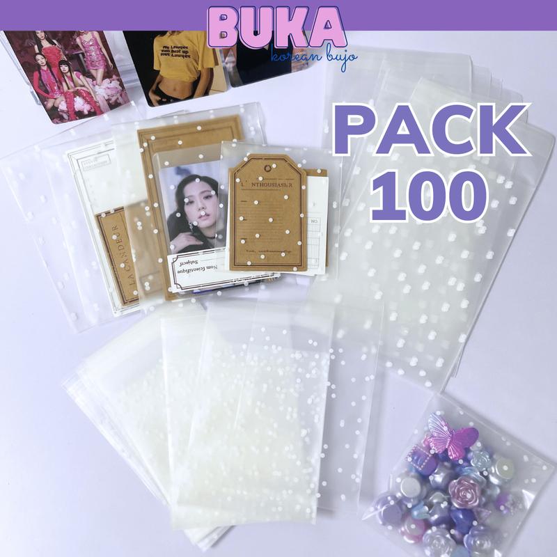 Túi Bóng kính họa tiết chấm bi pack 20 50 100 gói hàng đựng toploader bánh kẹo handmade dán miệng Buka