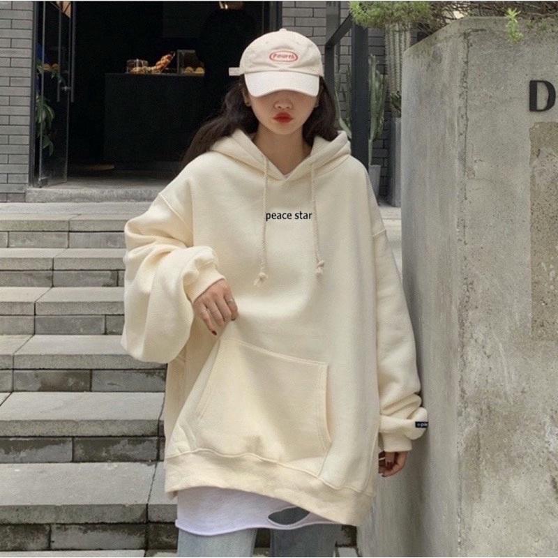Áo Khoác HOODIE nỉ bông mũ to 2 lớp Unisex form rộng in Silicon dẻo PEACE STAR 5