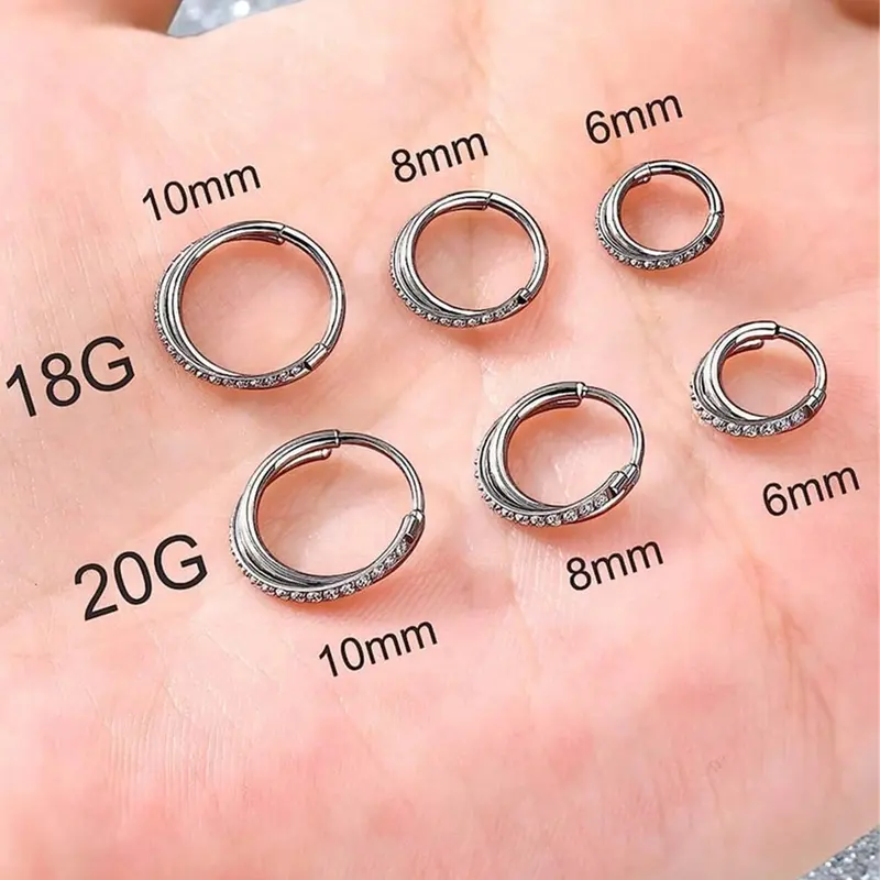 1pc 316L Stainless Steel Nose Ring Hoop 16G Conch Piercing Jewelry Clear CZ Double Helix Earring Tragus Daith Piercing Jewelry For Women 4