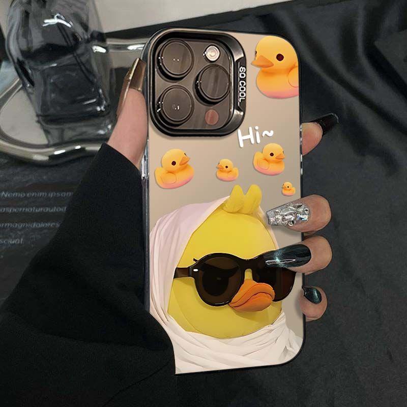Kính râm, Thiết kế vịt nhỏ màu vàng, Lớp hoàn thiện Lì Tương thích với iPhone 14, 11, 15, Promax, 12, 13, 16, Xs, XR, 11 Pro, 13 Pro, 14, Promax, 7 plus, Ốp silicon, Chống rơi, Ốp điện thoại