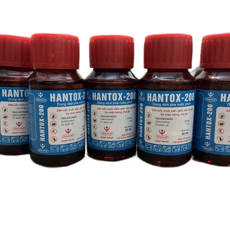 5 lọ hantox phun diệt ruồi, muỗi, mạt gà, rệp, rận, bọ chét, mòng, ve, ghẻ cho chuồng trại vật nuôi hiệu quả
