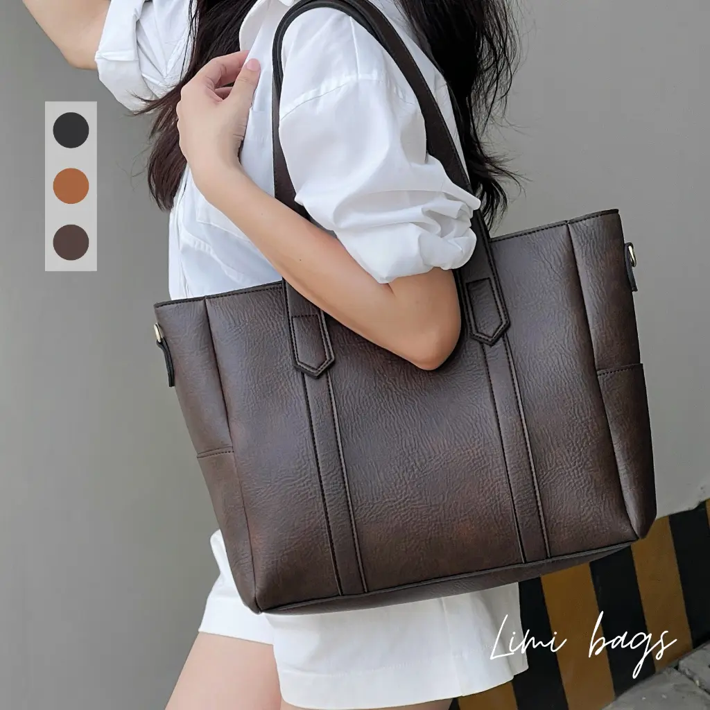 Túi Da công sở nữ đựng laptop xách tay size lớn đựng Laptop 15.6 inch A4 tote đẹp LEON Limi bags Nhung Chữ Nhật Đeo Vai