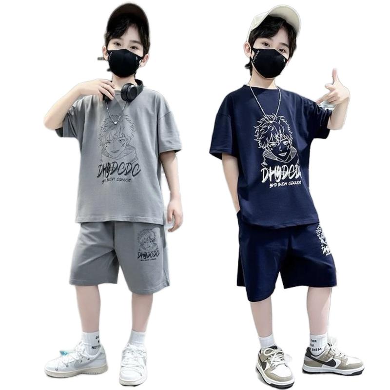 Đồ bộ trẻ em màu xanh navy dành cho bé trai 18-55kg chất liệu cotton mịn mát 2