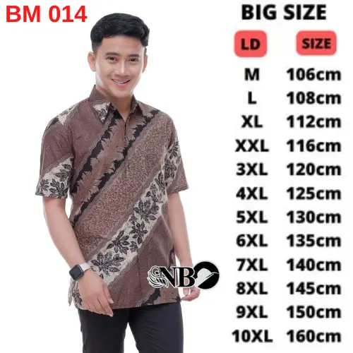 Hem Batik Lengan Pendek Jumbo Pria Big Size M L XL XXL 3XL 4XL 5XL 6XL 7XL 8XL 9XL 10XL 2
