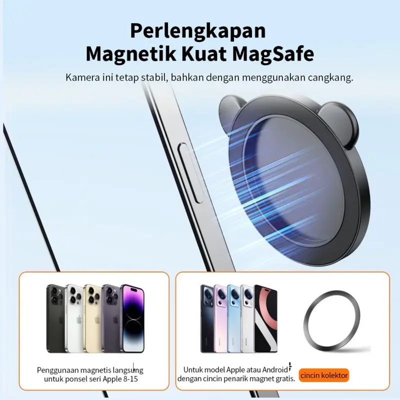 Kamera belakang ponsel baru HD cermin selfie reflektif cermin selfie magnetik belakang 6