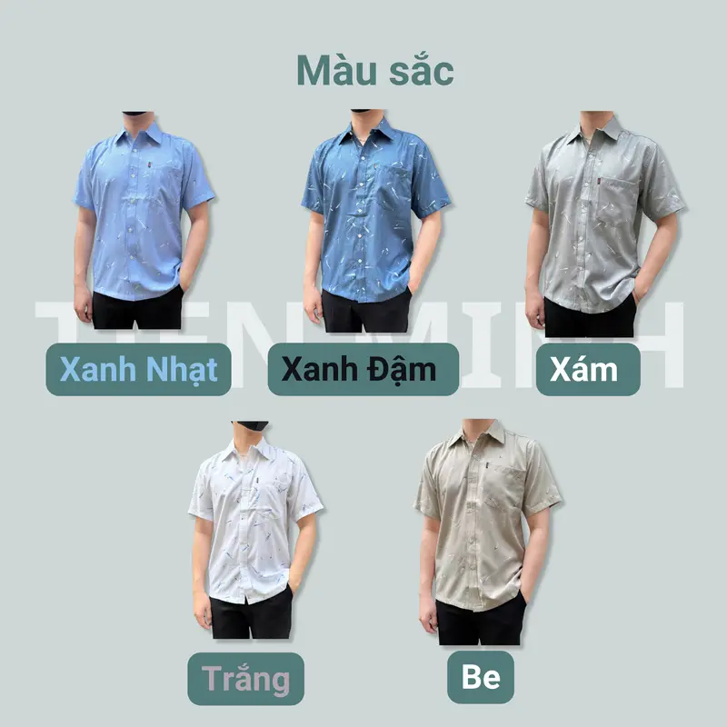 (Mã 23) Áo Sơ Mi Vải Xô Đũi Cao Cấp Trung Niên Ngắn Tay Dáng Suông Vạt Ngang Tiến Minh Họa Tiết Menswear TM23 sominam dep Ong 1