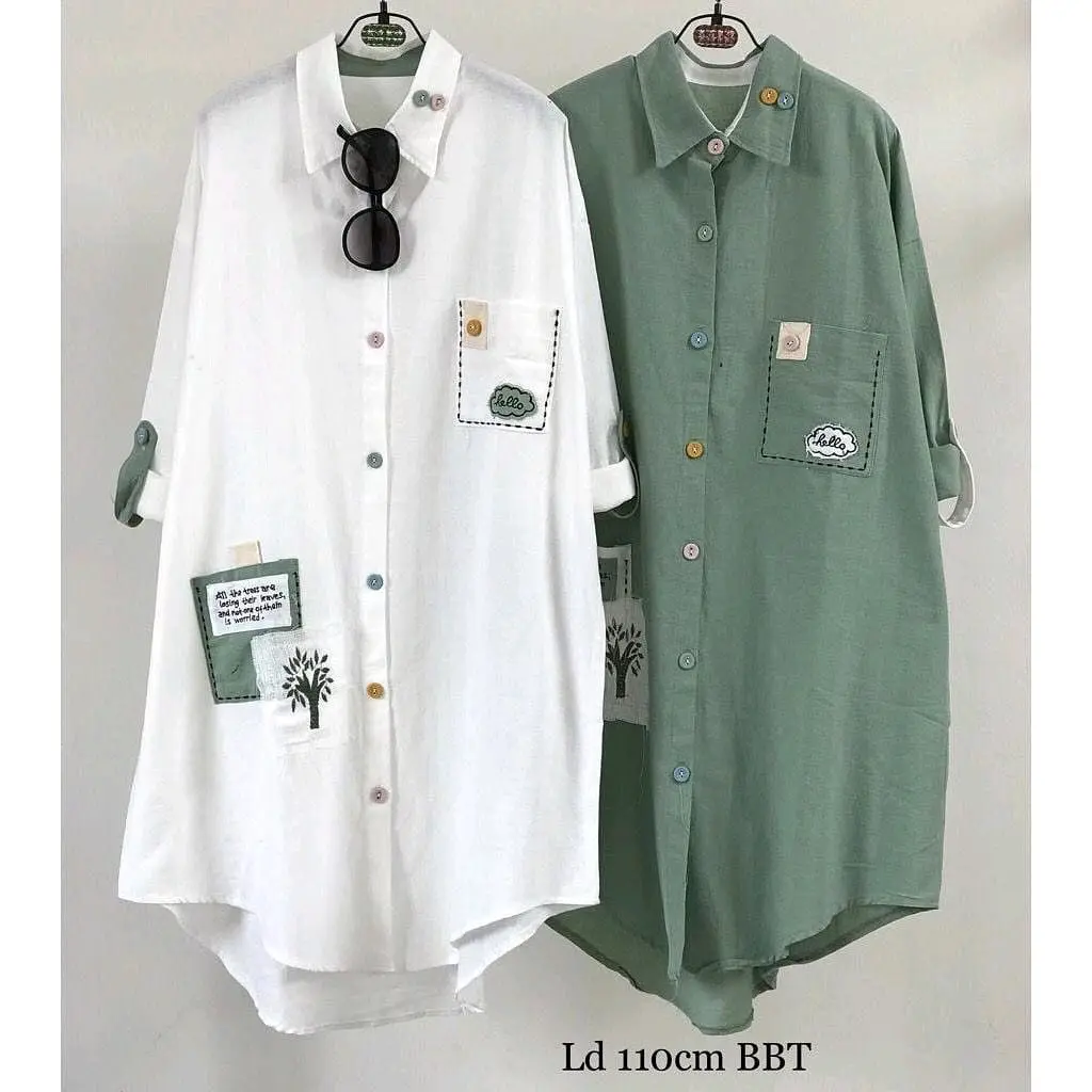 BAJU TUNIK WANITA TERBARU ATASAN MUSLIM WANITA BLOUSE WANITA BAJU LEBARAN 2023 Fit Panjang Linen