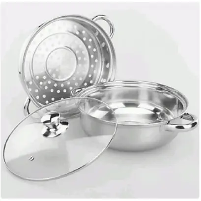 Xửng hấp inox 2 tầng, Xửng Hấp 2 Tầng đa năng 28cm, cao cấp nắp kính, cách thủy tiện lợi 3