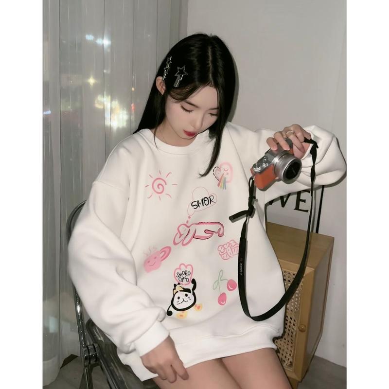 [TOSUN] Áo nỉ sweater chất nỉ bông hoạ tiết Cầu Vồng dễ thương form rộng unisex S17 9