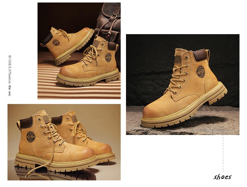 Product Introduction of Worker Boots Genuine Leather Retro Martin Boots for Women British Style High-Top Trendy Worker Boot Fashion All-Matching Girl Walking Shoes Shoes Footwear Comfort Fasciitis Decor Onyx sport  shoes  men tennis  shoes 4
