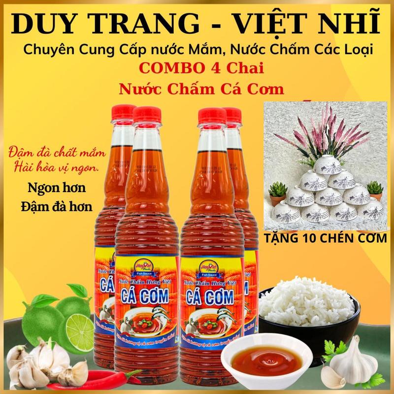Combo 4 chai nước chấm cá cơm truyền thống+ Tặng 10 Chén Hoa