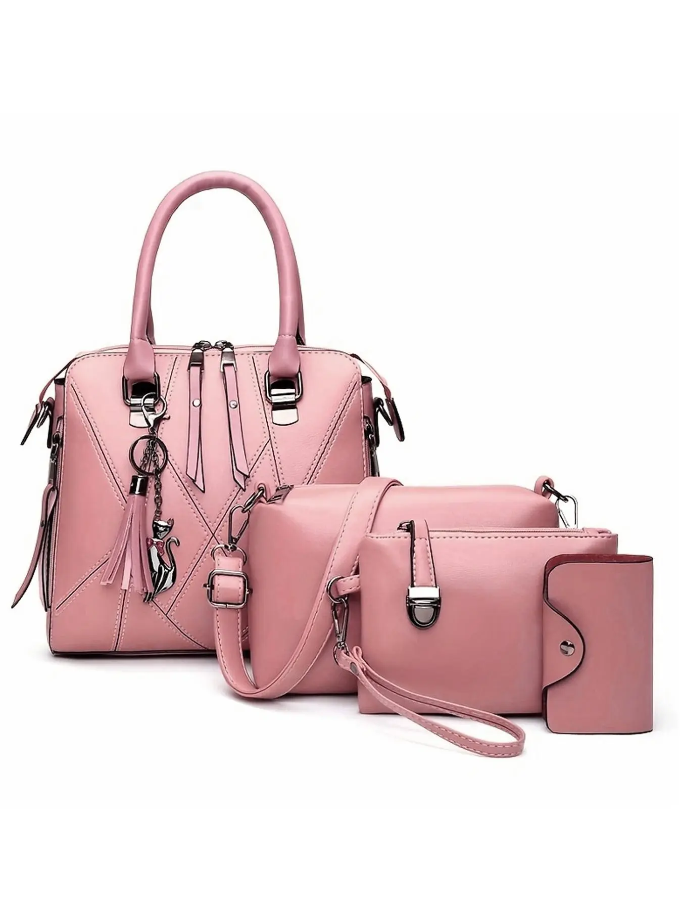 Women's Fashionable Elegant Bag Set, Including Random Print Patchwork Tote Bag & Crossbody Bag & Card Holder & Wristlet Bag, Trendy All-match Bag Set for Daily Use