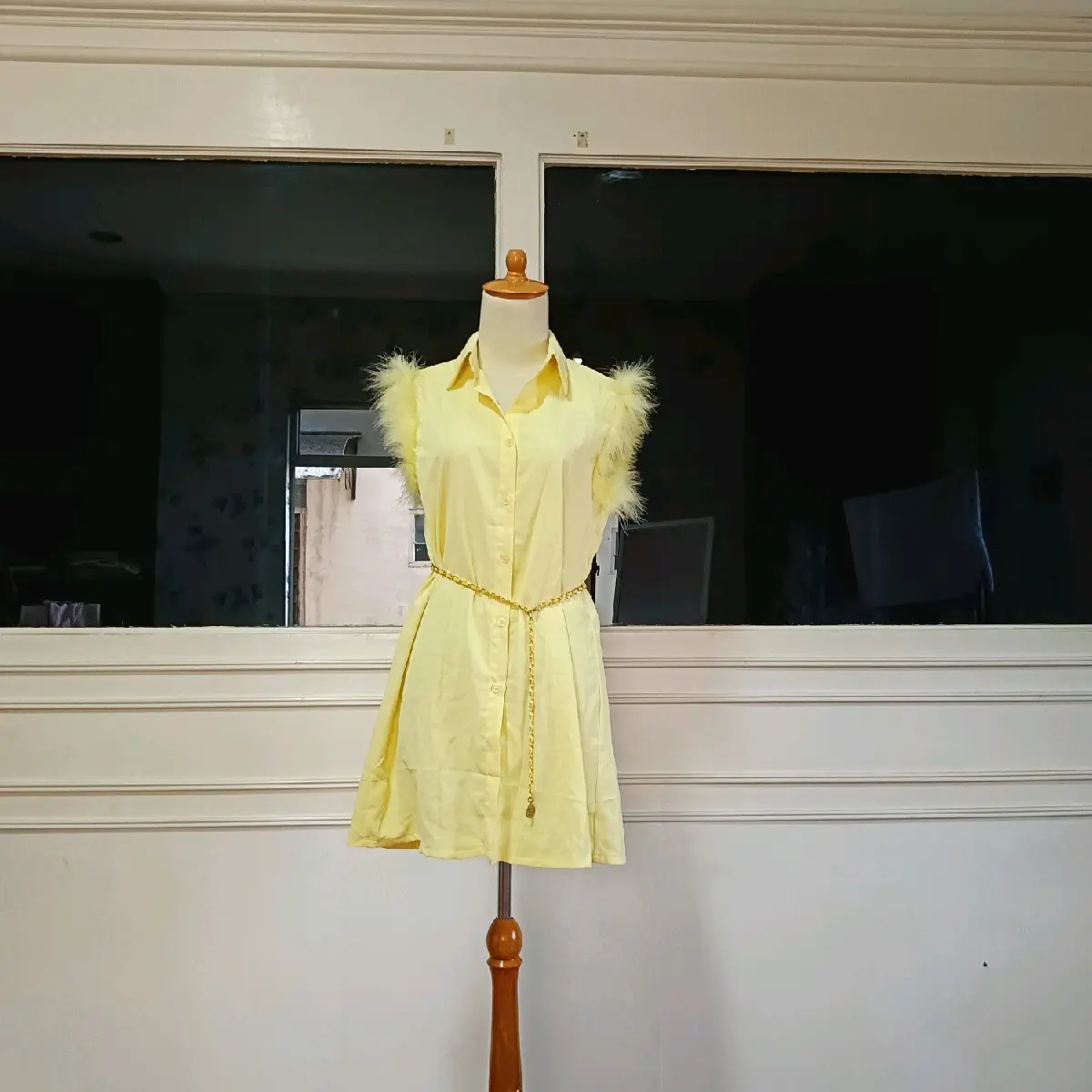Dress Bulu Dress Cantik Dress Kuning
