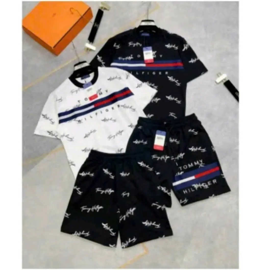 Bộ quần áo, Áo phông Tommyy chữ ký phối quần nam nữ chất liệu cotton co dãn 4 chiều hottrend.