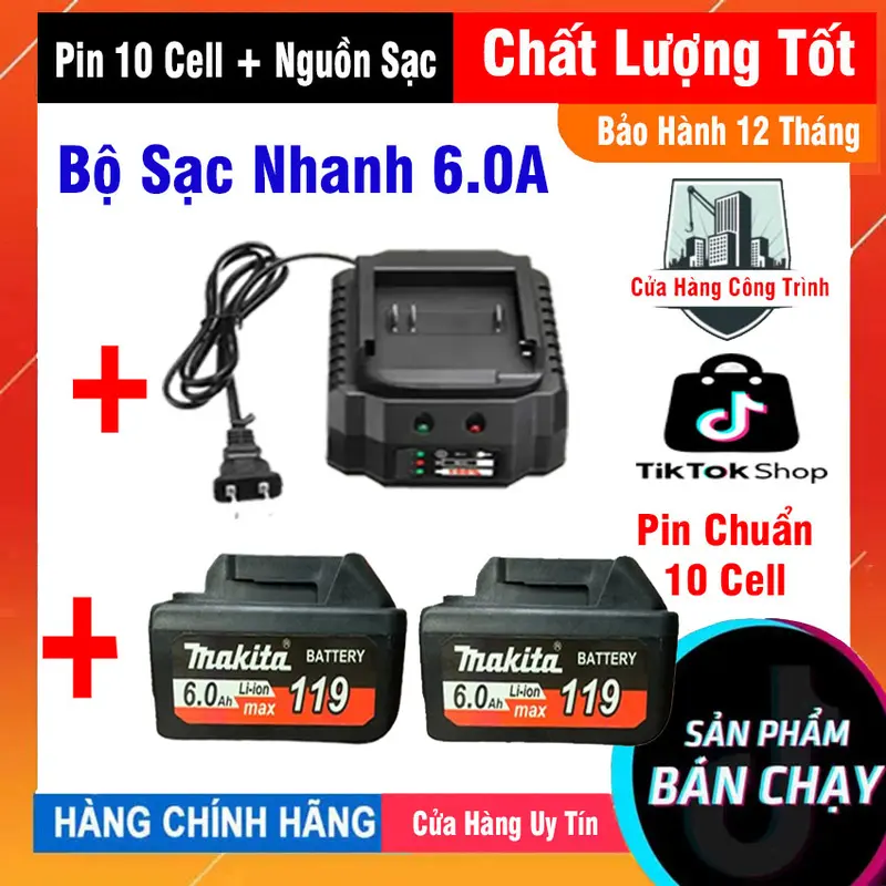 BỘ SẠC NGUỒN LI- ION VÀ Ni-Mh/Cd + PIN 10 CELL MAKITA 4CM  ĐẾ SẠC PIN 10 CELL DÙNG CHO CÁC LOẠI MÁY KHOAN ,BULONG , CHUYÊN VÍT , MÁY MÀI. 7