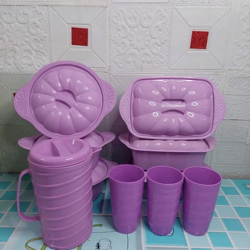 WADAH SAYUR / TEMPAT MAKANAN SET 10 PCS ( 3 KOTAK 3 BULAT 3 GELAS FREE TEKO ) Kitchenware 4