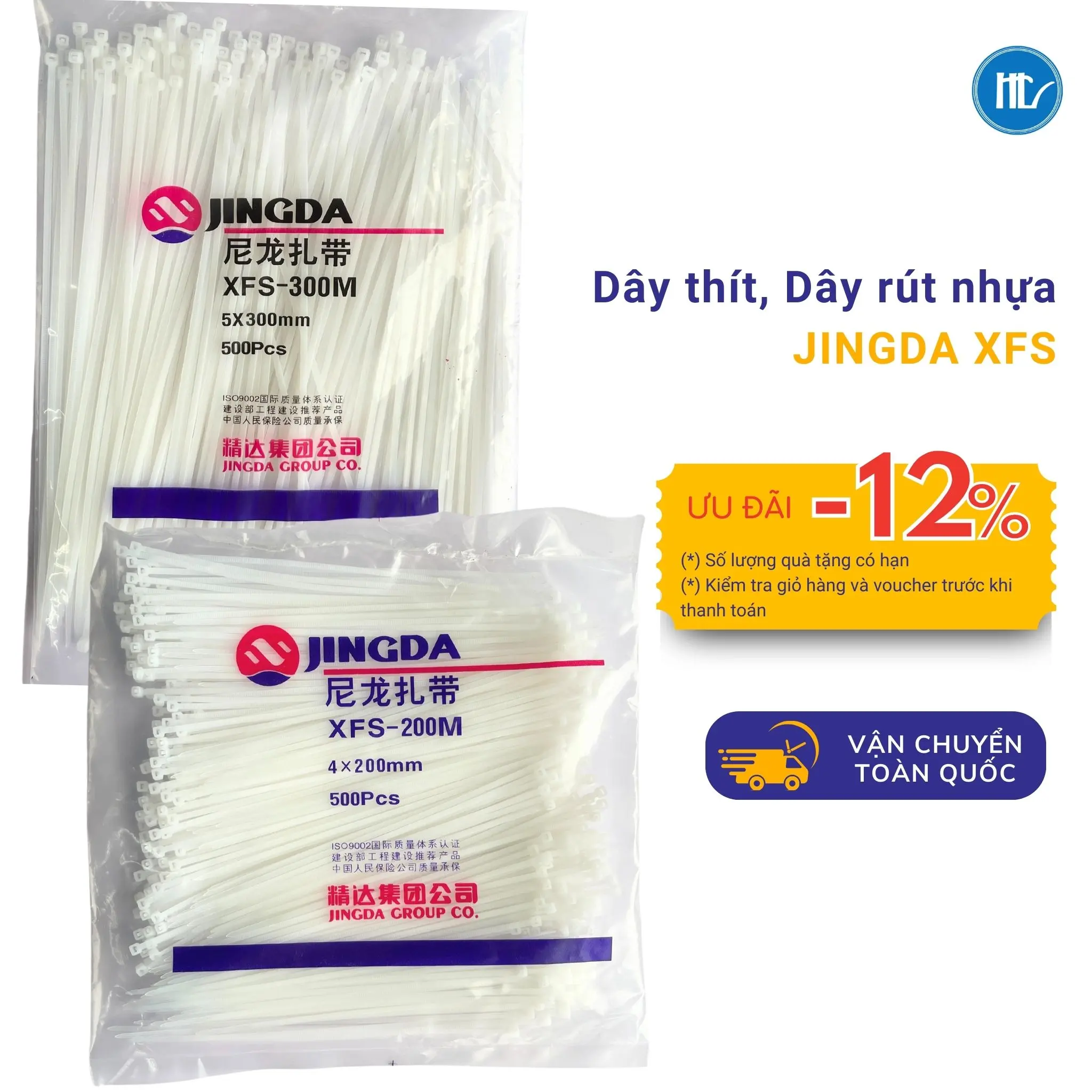 [BÓ LẺ 100C] Dây Thít JINGDA - Dây Rút Nhựa - Lạt Nhựa Dẻo Dai