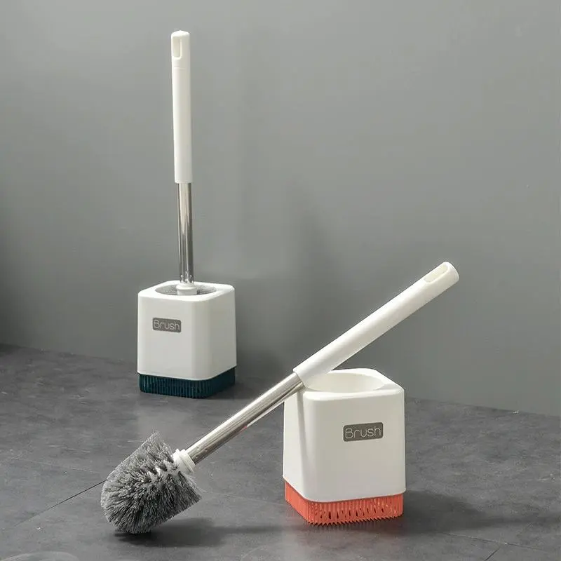 Wall Mounted Toilet Brush Set, 1 Set Including Long Handle Toilet Brush & Brush Holder, Bathroom Cleaning Tool for Home Hotel Dormitory
