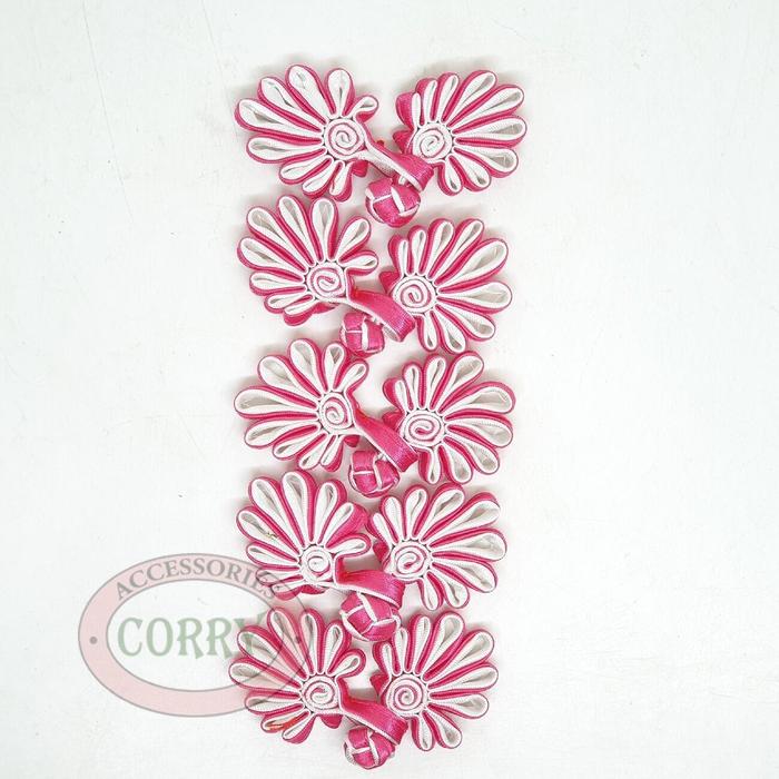 Jual Kancing Matahari Pink Tua Putih 5 Pasang Cheongsam Dress Bunga ...