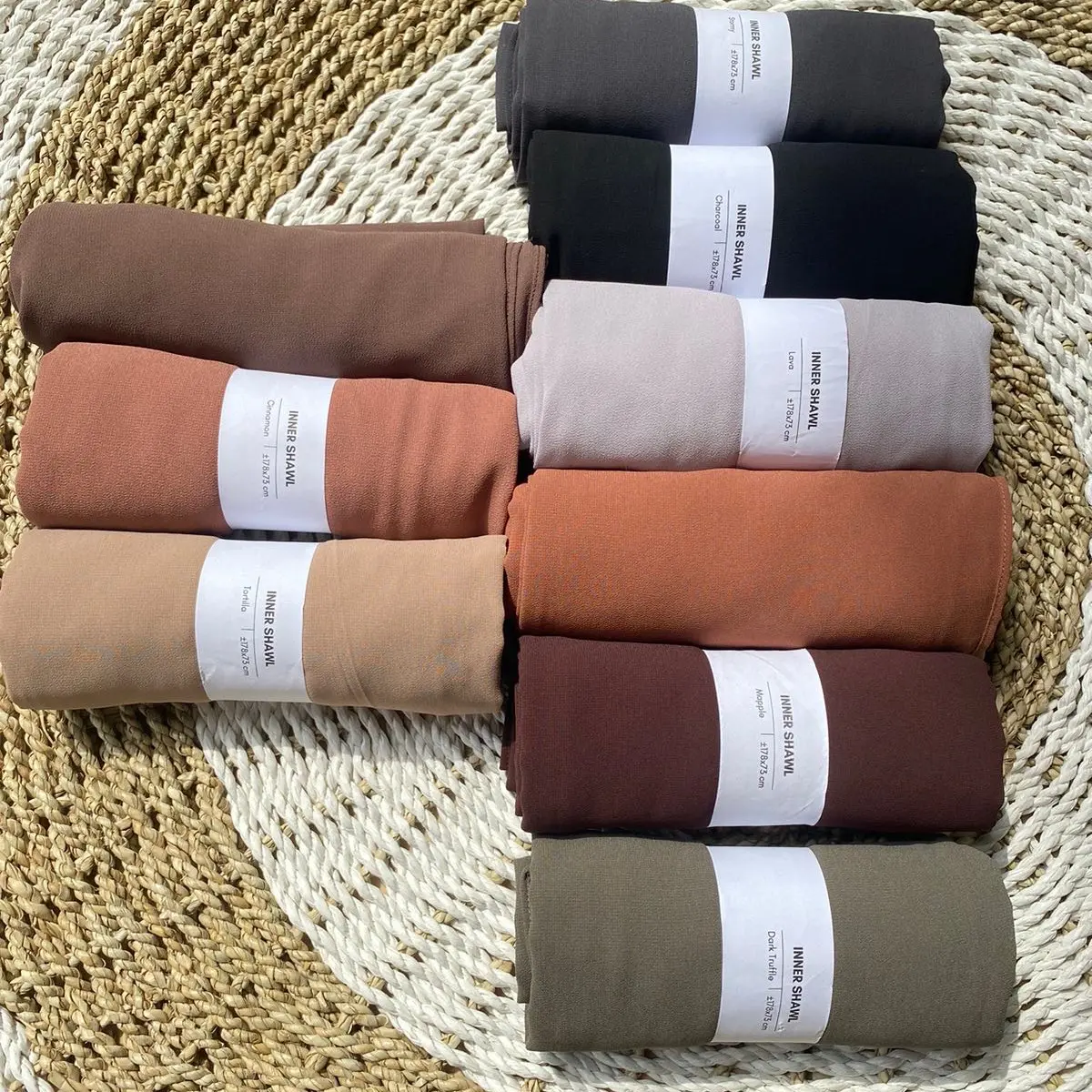 PASHMINA INNER // BAHAN CERUTY BABYDOLL // LEBIH BESAR // 178x75cm Muslim Jilbab Syal Doll