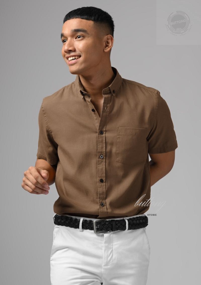 Product Introduction of Kemeja Polos Lengan Pendek warna Coklat moca cream  Baju Dewasa Casual Pria 3