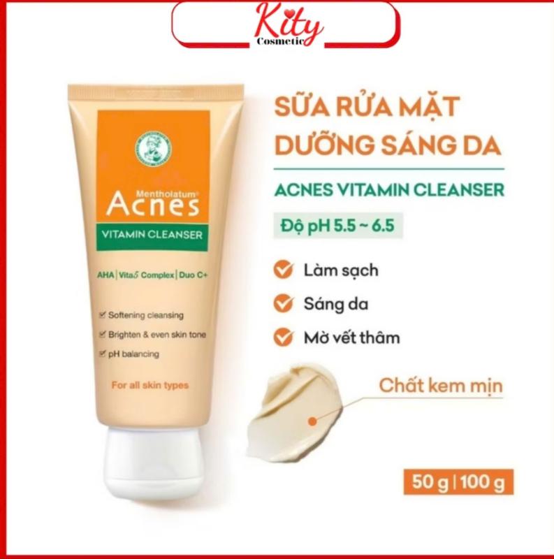  Kem rửa mặt giúp làm sạch sáng da mờ thâm vitamin Acnes Cleanser 100g 