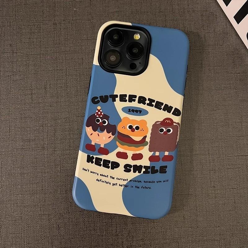 เคสป้องกัน, การออกแบบขนมคุกกี้แฮมเบอร์เกอร์, 2-in-1, เคสแข็งสองชั้น, กันกระแทก, เข้ากันได้กับ iPhone