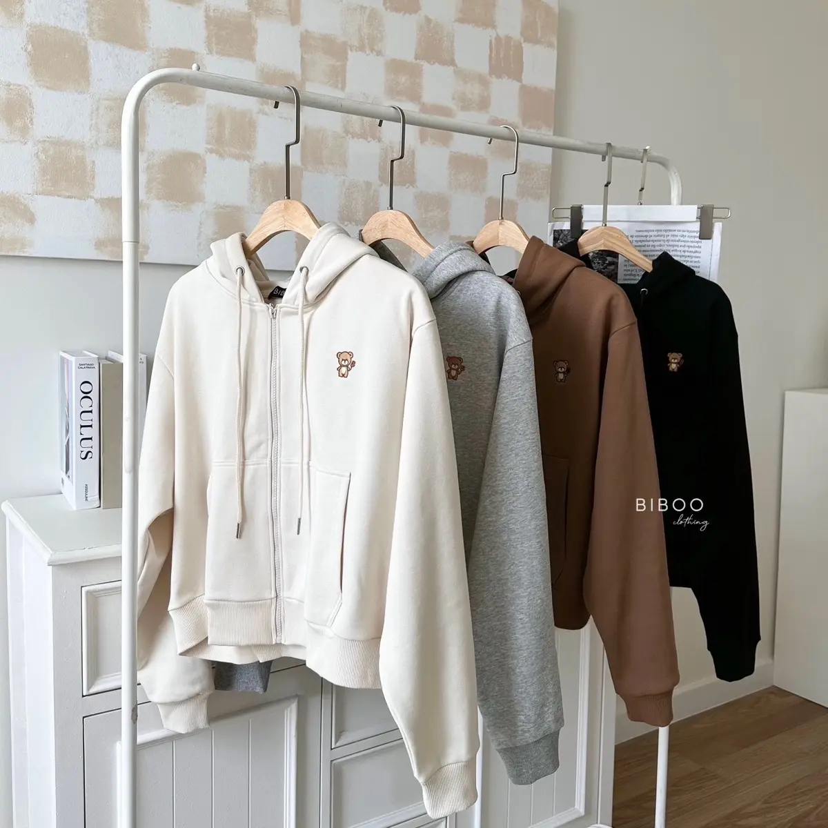 BIBOO - Áo khoác Hoodie Zip form dáng lửng BOOBOO chất liệu nỉ chân cua cotton cao cấp