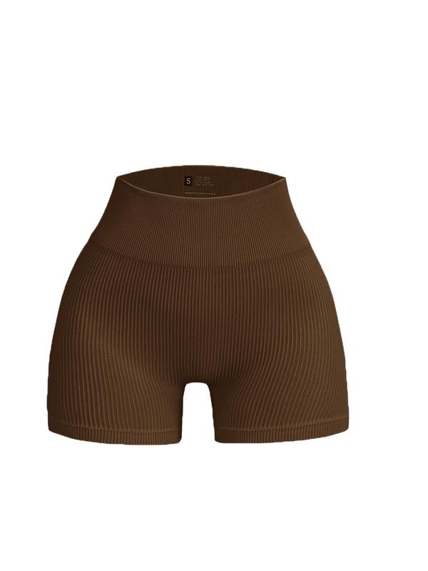 Women's Solid Ribbed High Waist Gym Shorts, Casual Comfy Breathable Seamless Skinny Shorts for Yoga Gym Workout Running, Ladies Sportswear for All Seasons 1