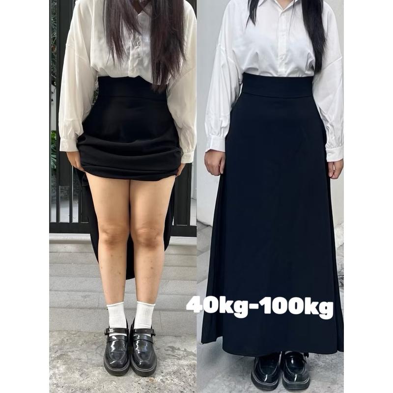 Bigsize Chân váy trơn cạp bản to suông chất tuyết mưa dài chạm gót che khuyết điểm đùi to cực tốt đủ size 50kg đến 100kg Nữ Women
