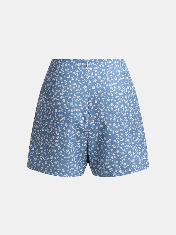 YOZY Boho Ditsy Floral Print Wrap Shorts, Tie Side High Waist Shorts, 2024 Women's Summer Outfits for Beach, Holiday, Vacation 5