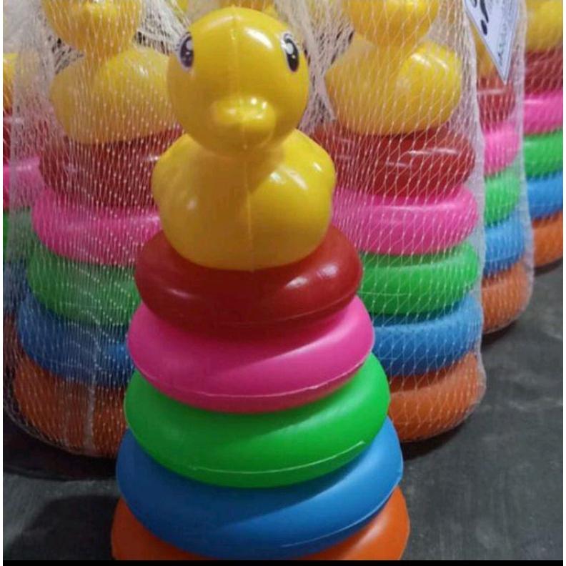 BEST SELLER Mainan bayi susun tumpuk 6 ring donat bebek / mainan anak edukasi bebek 6 tumpuk ring donat 1