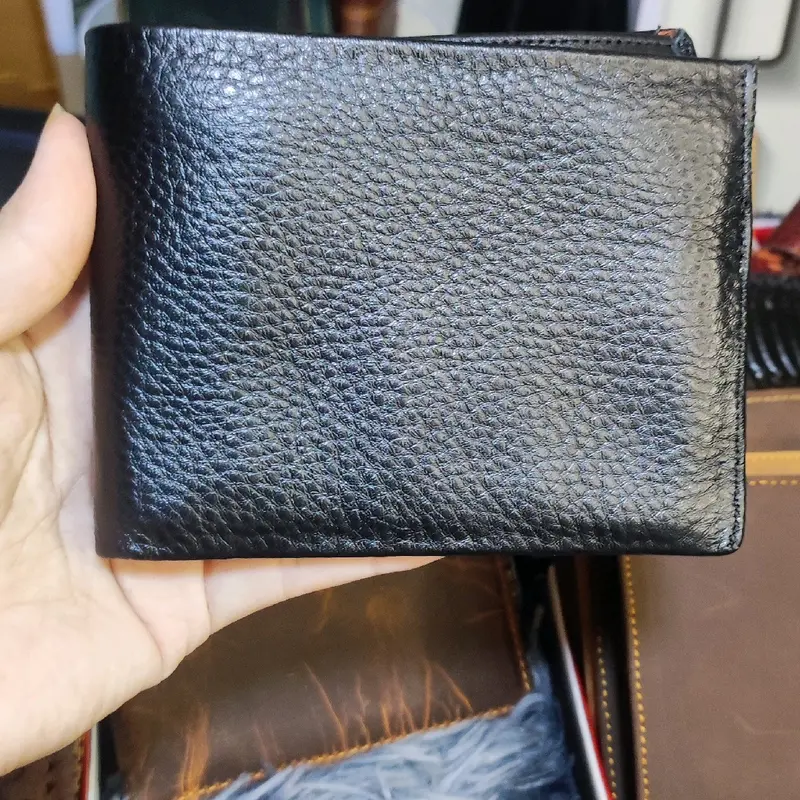 VÍ NAM TRƠN DA BÒ NAPPA CAO CẤP HAI MÀU DÁNG NGANG trust wallet Không rửa Retro Wallets 2