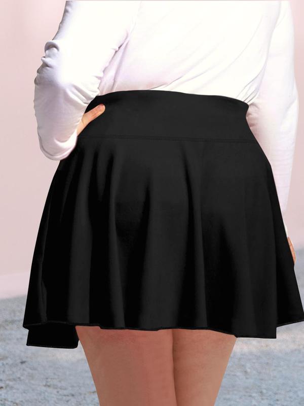 【Plus Size】 Solid High Waist Skort, Regular Fit Casual Comfort Minimalist Basic Pocket A Line Skirt for Daily Wear, Women's Bottoms for Summer, 2 in 1 Skirtswomen 8