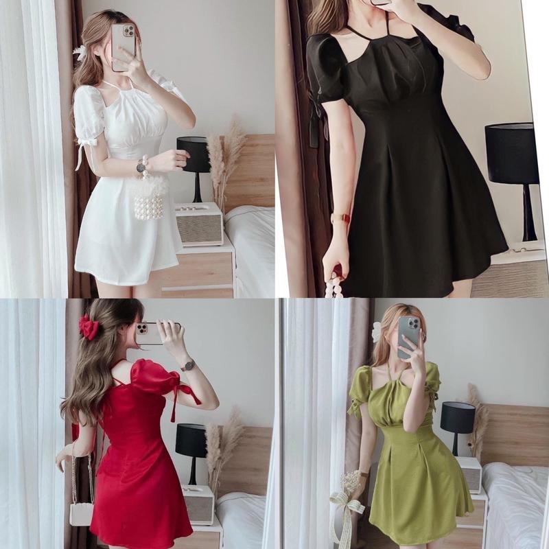 Xả Kho Thời Trang Bigsize Váy Dự Tiệc Vải Tằm Ướt 50 - 100Kg Dễ Thương Nữ Dress Voan Đen Women - A.1146