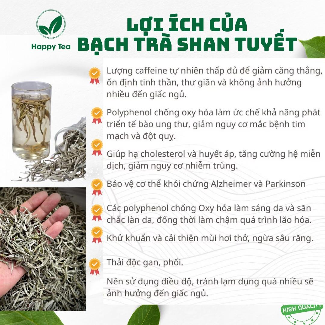 Bạch Trà Shan Tuyết Cổ Thụ 100g Happy Tea: Hương Vị Tinh Khiết, Cao Cấp Từ Hà Giang