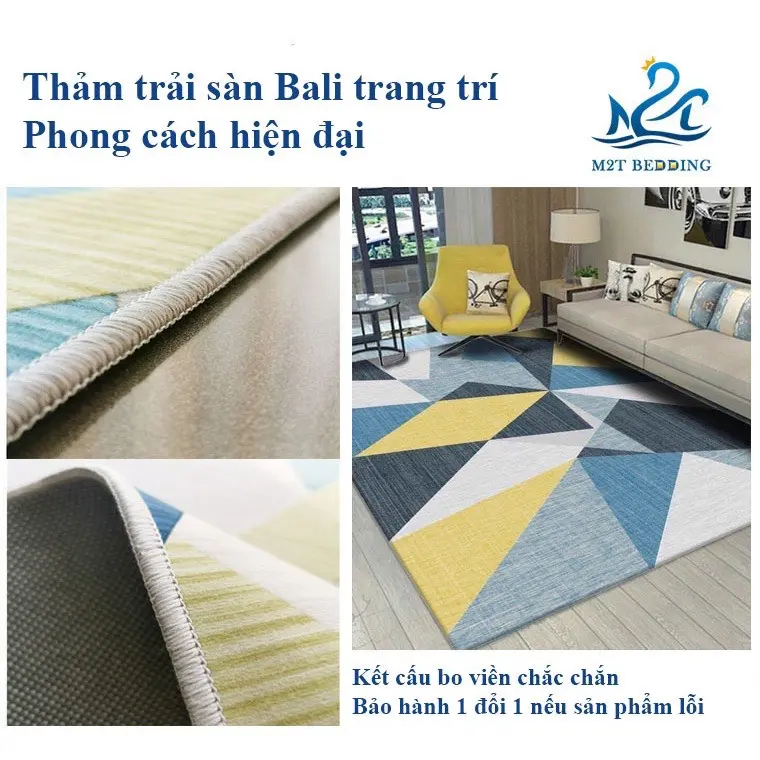 Thảm trải sàn Bali M2T BEDDING thảm trang trí tết vintage size lớn chất liệu nỉ lỳ sang trọng 1