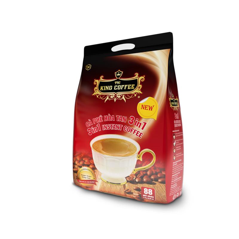 Cà Phê Hòa Tan 3IN1 KING COFFEE - Túi 88 gói x 16g - Từ hạt café Arabica và Robusta