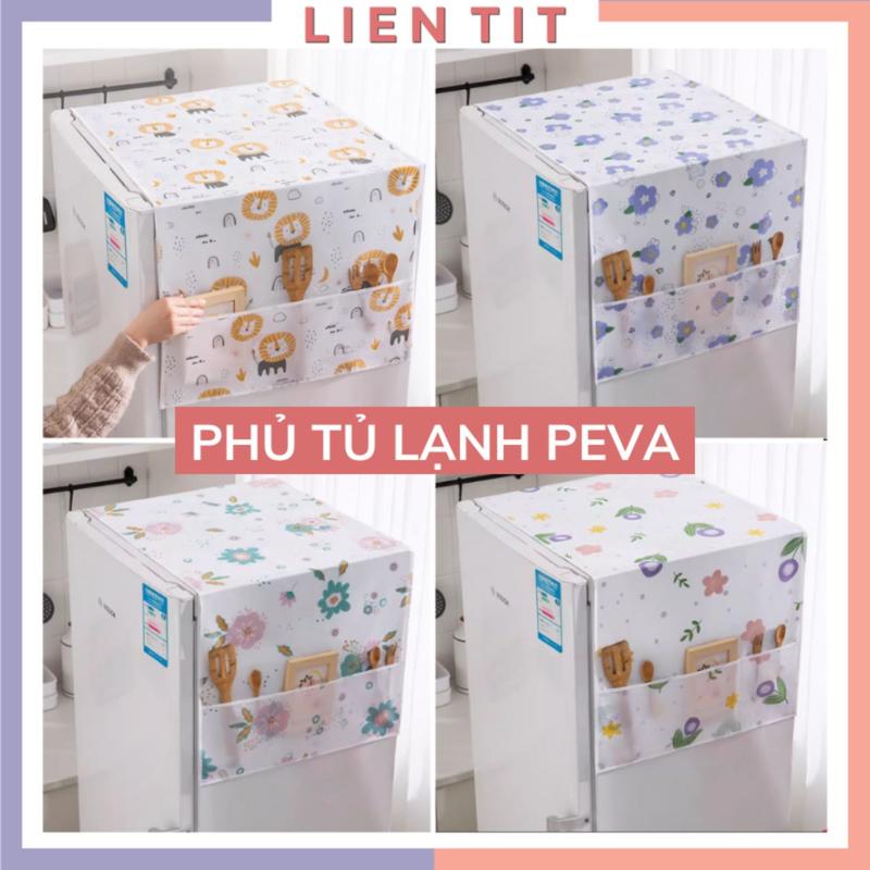 Tấm phủ tủ lạnh chống bụi, Tấm khăn che tủ lạnh PVC không thấm nước có túi để đồ